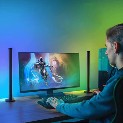 Світлодіодні RGB лампи 2шт, 24см + пульт, від USB, Біла / Настільний ргб світильник / Фонове освітлення