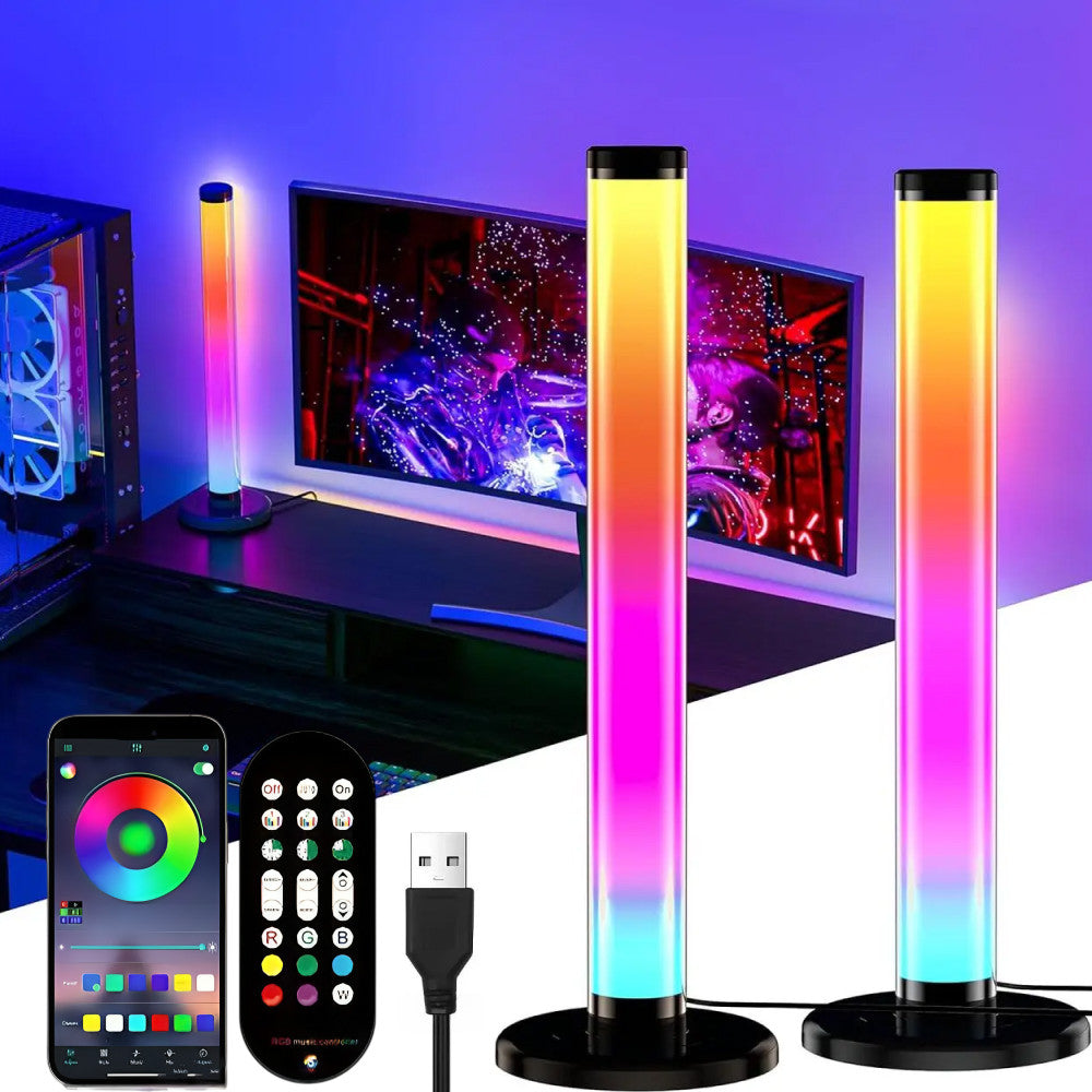 Світлодіодні RGB лампи 2шт, 24см + пульт, від USB, Біла / Настільний ргб світильник / Фонове освітлення