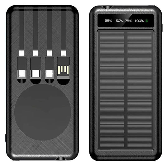 Павербанк 50000мАч із швидкою зарядкою з ліхтариком + 4 кабелі / Портативний зовнішній акумулятор / PowerBank