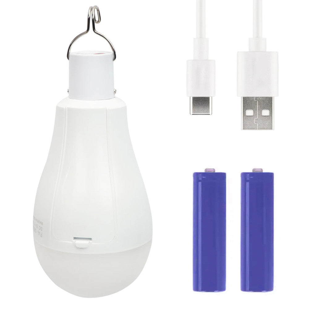 Акумуляторна лампа для кемпінгу 30 Вт з гачком та USB зарядкою, 2х18650, Білий / Підвісна лампочка з акумулятором