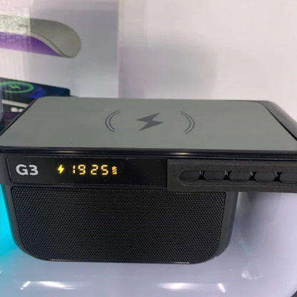 Акумуляторний нічник з бездротовою зарядкою та колонкою, від USB, G3, Чорний / Смарт лампа колонка / Колонка нічник