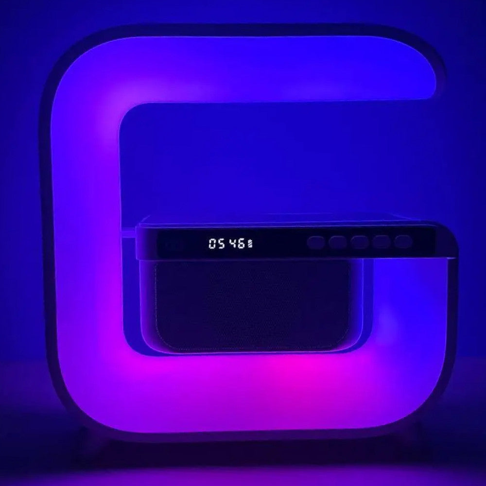 Акумуляторний нічник з бездротовою зарядкою та колонкою, від USB, G3, Чорний / Смарт лампа колонка / Колонка нічник
