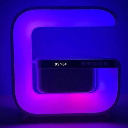 Акумуляторний нічник з бездротовою зарядкою та колонкою, від USB, G3, Чорний / Смарт лампа колонка / Колонка нічник