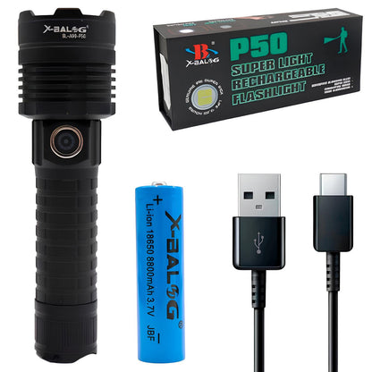 Ручний ліхтар з фокусуванням (5 режимів), від USB, BL-A90-P50, Чорний / Кишеньковий ліхтарик / Тактичний ліхтарик