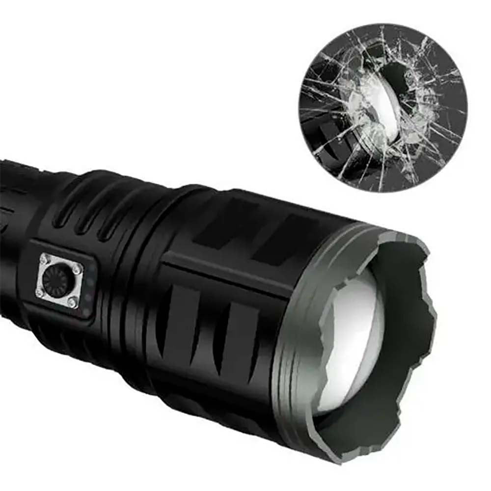 Ліхтар ручний (3 режими), 4×18650, від USB, Power Bank, PM60-TG, AK138, Чорний / Прожектор-ліхтар / Тактичний ліхтар