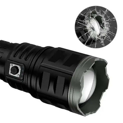 Ліхтар ручний (3 режими), 4×18650, від USB, Power Bank, PM60-TG, AK138, Чорний / Прожектор-ліхтар / Тактичний ліхтар
