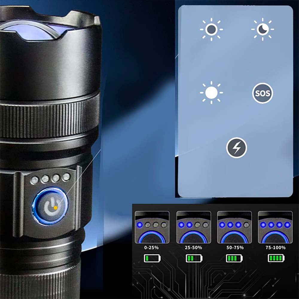 Ліхтар ручний + 5 фільтрів, 40700, від USB, Power Bank, PM30-TG, AK180, Чорний / Тактичний ліхтар / Ліхтарик