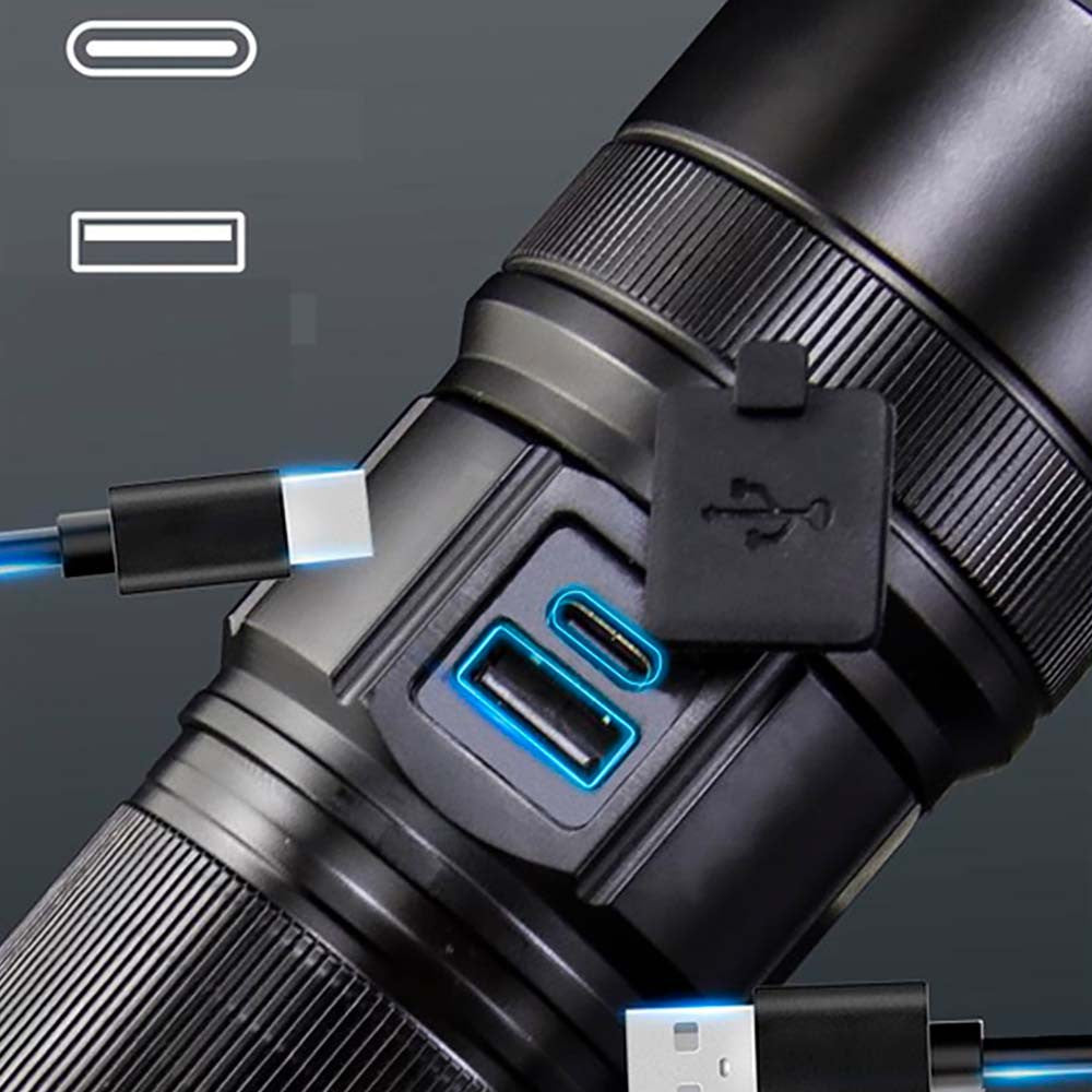Ліхтар ручний + 5 фільтрів, 40700, від USB, Power Bank, PM30-TG, AK180, Чорний / Тактичний ліхтар / Ліхтарик