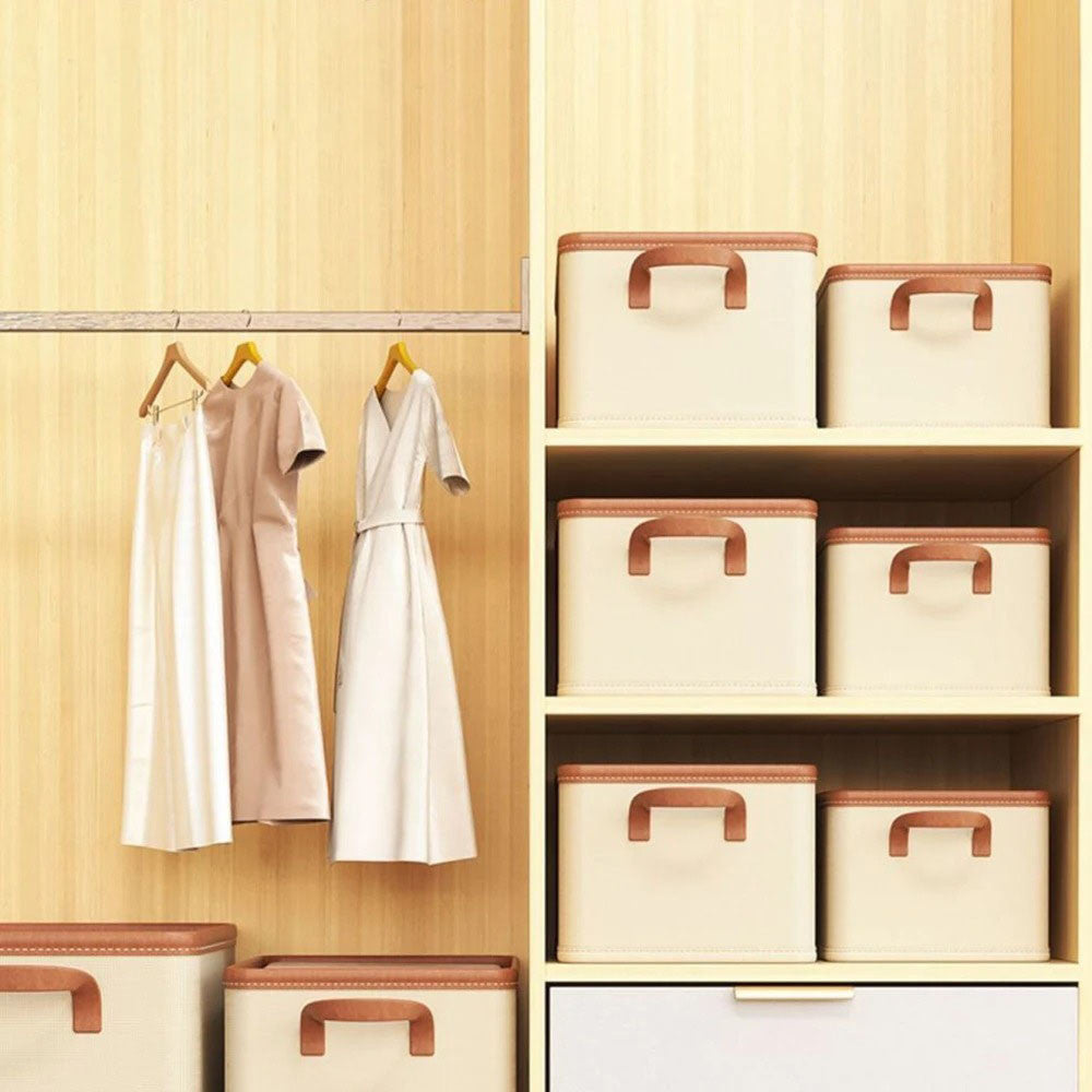 Коробка-органайзер для зберігання речей 43х24х20 см, Storage box, Бежевий / Складна коробка для зберігання одягу