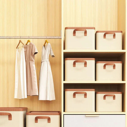 Коробка-органайзер для зберігання речей 43х24х20 см, Storage box, Бежевий / Складна коробка для зберігання одягу