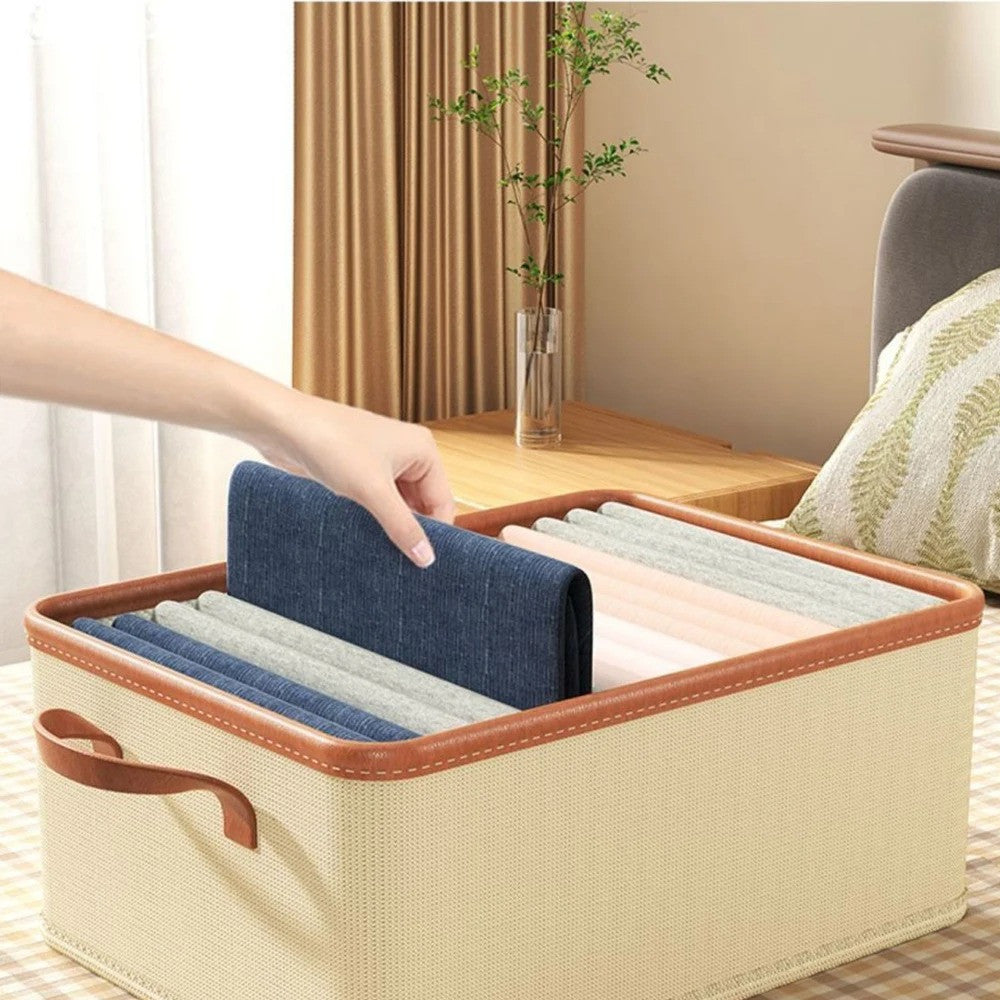 Коробка-органайзер для зберігання речей 43х24х20 см, Storage box, Бежевий / Складна коробка для зберігання одягу