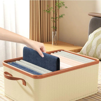 Коробка-органайзер для зберігання речей 43х24х20 см, Storage box, Бежевий / Складна коробка для зберігання одягу