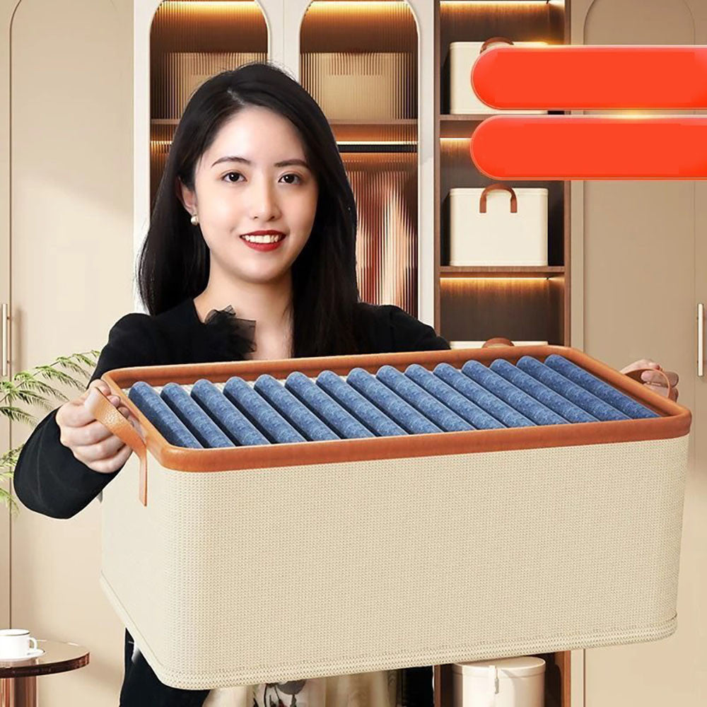 Коробка-органайзер для зберігання речей 43х24х20 см, Storage box, Бежевий / Складна коробка для зберігання одягу