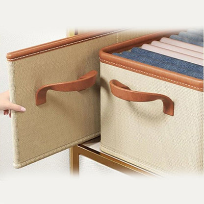 Коробка-органайзер для зберігання речей 43х24х20 см, Storage box, Бежевий / Складна коробка для зберігання одягу