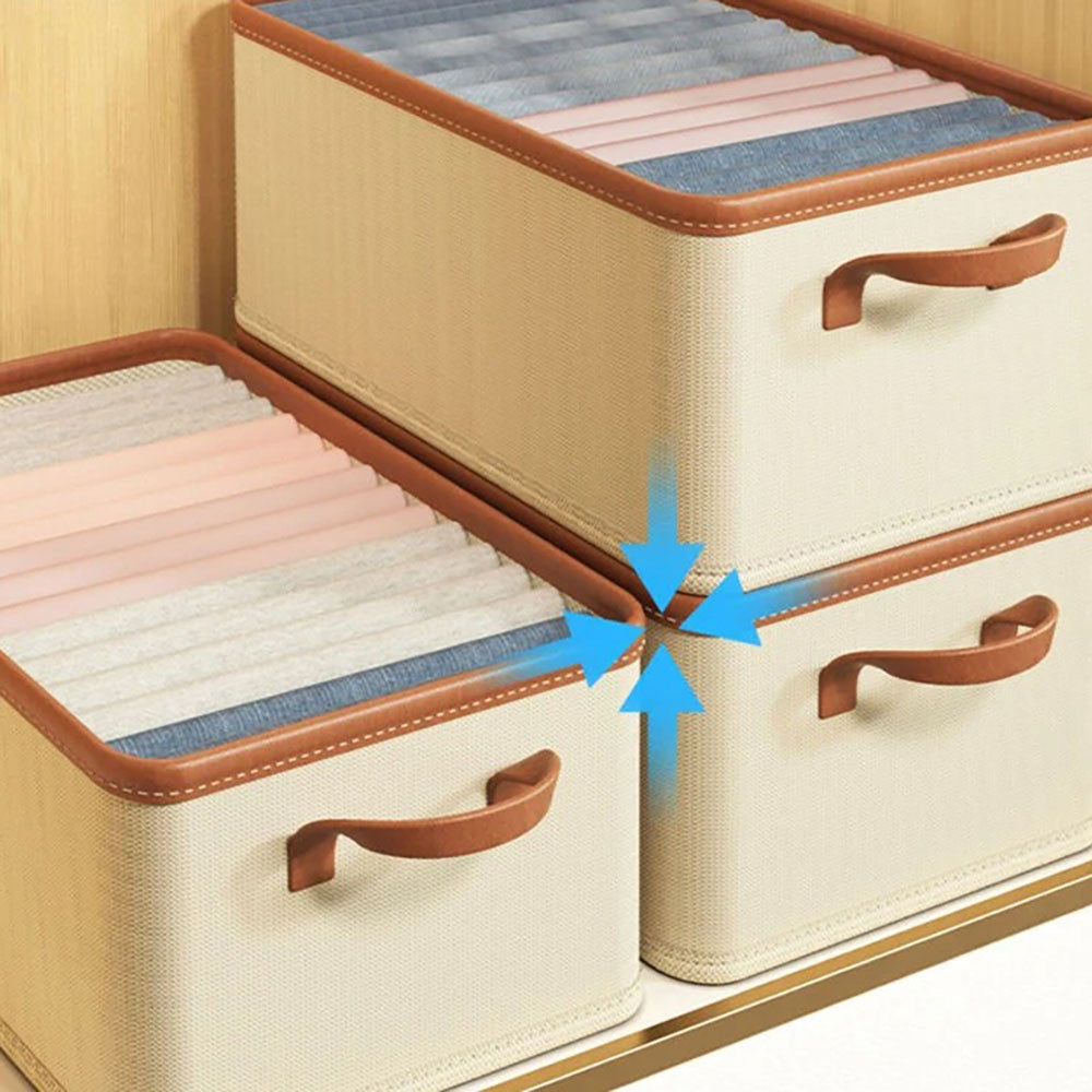 Коробка-органайзер для зберігання речей 43х24х20 см, Storage box, Бежевий / Складна коробка для зберігання одягу