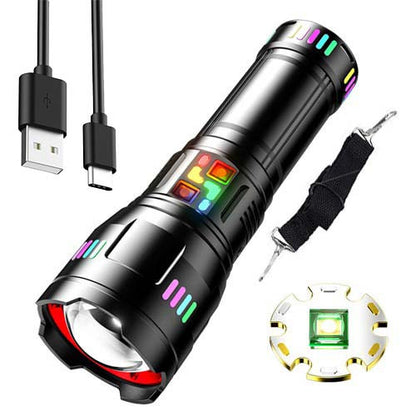 Ручний ліхтар із Zoom, powerbank, 4х18650, PM60-TG, Чорний / Акумуляторний ліхтарик / Тактичний світлодіодний ліхтар