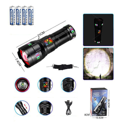 Ручний ліхтар із Zoom, powerbank, 4х18650, PM60-TG, Чорний / Акумуляторний ліхтарик / Тактичний світлодіодний ліхтар