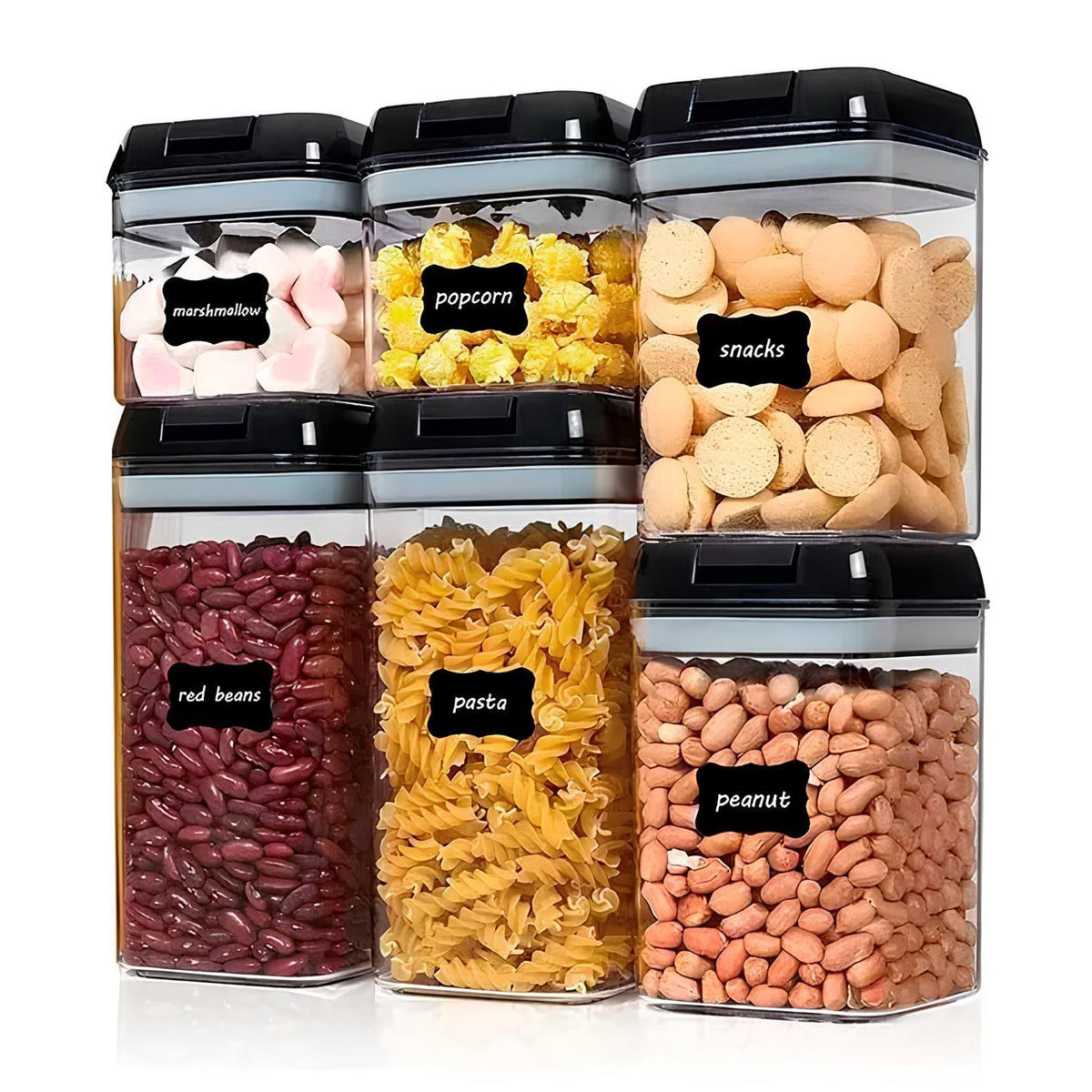 Набір пластикових контейнерів для круп 6шт, Food Storage Container, Прозорий / Набір ємностей для сипучих продуктів