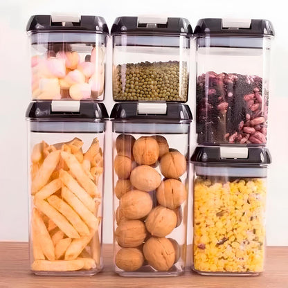 Набір пластикових контейнерів для круп 6шт, Food Storage Container, Прозорий / Набір ємностей для сипучих продуктів