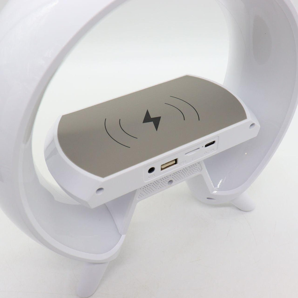 Настільна смарт-лампа нічник з проекцією, від USB (25×25×8см) Bluetooth, HM-G66, Білий / Безпровідна зарядка