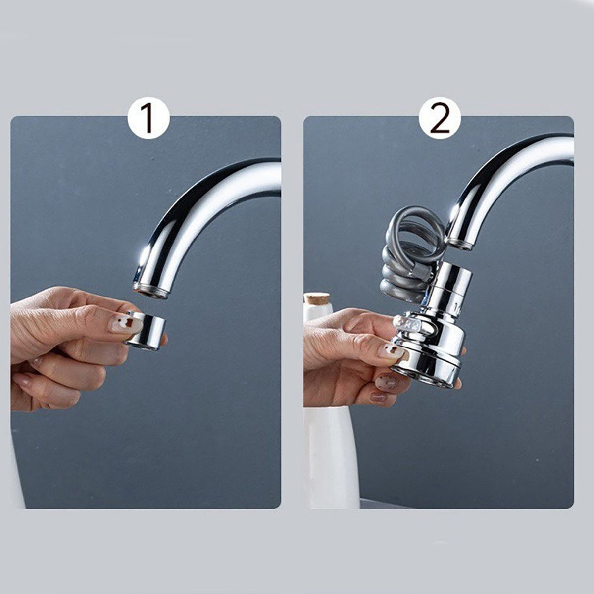 Насадка на кран з поворотом 360°, 3 режими, Water tap, Сріблястий / Кухонний змішувач / Аератор на кран