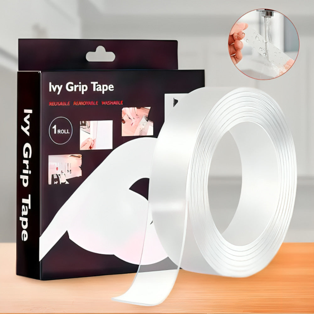 Багаторазова липка стрічка, Ivy Grip Tape, Прозорий / Прозорий двосторонній нано скотч / Універсальна скотч стрічка