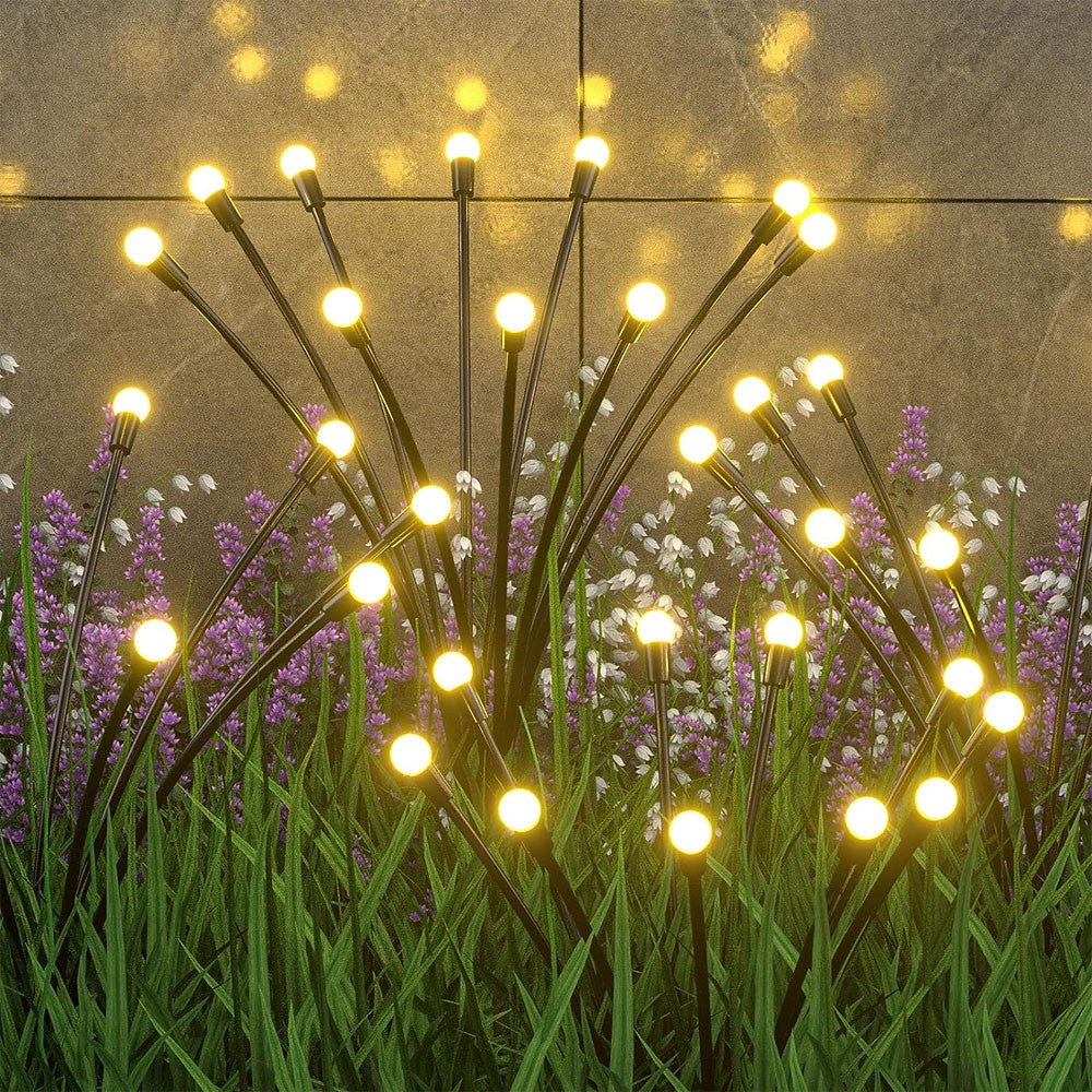 2шт Садовий світильник на сонячній батареї 6LED, 74см, Теплий білий / Садовий ліхтар світлячок / Ліхтар для саду