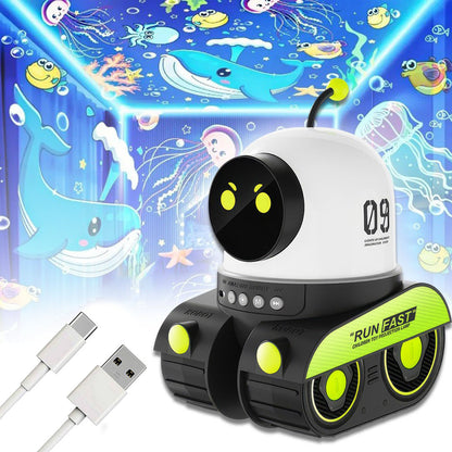 Нічник проектор Робот, USB, WH-E03 / LED нічник робот зі змінними слайдами / Дитячий нічник