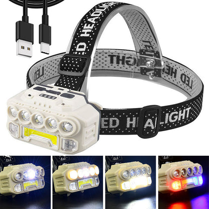 Налобний ліхтар акумуляторний COB + 5LED, сенсорне ввімкнення, HX 817, Білий / Світлодіодний ліхтарик на голову