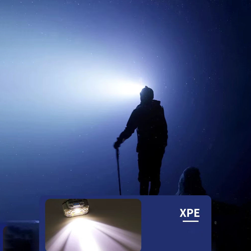 Налобний ліхтар акумуляторний COB + 5LED, сенсорне ввімкнення, HX 817, Білий / Світлодіодний ліхтарик на голову