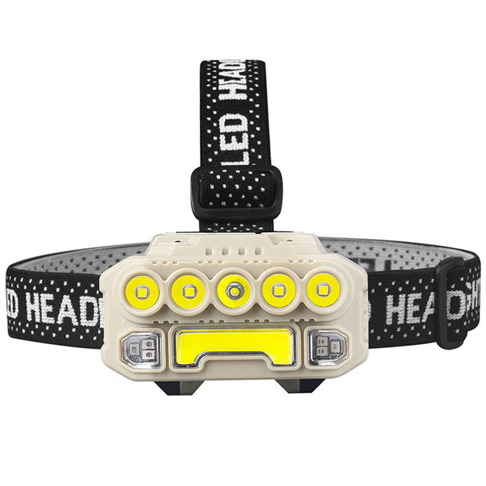 Налобний ліхтар акумуляторний COB + 5LED, сенсорне ввімкнення, HX 817, Білий / Світлодіодний ліхтарик на голову