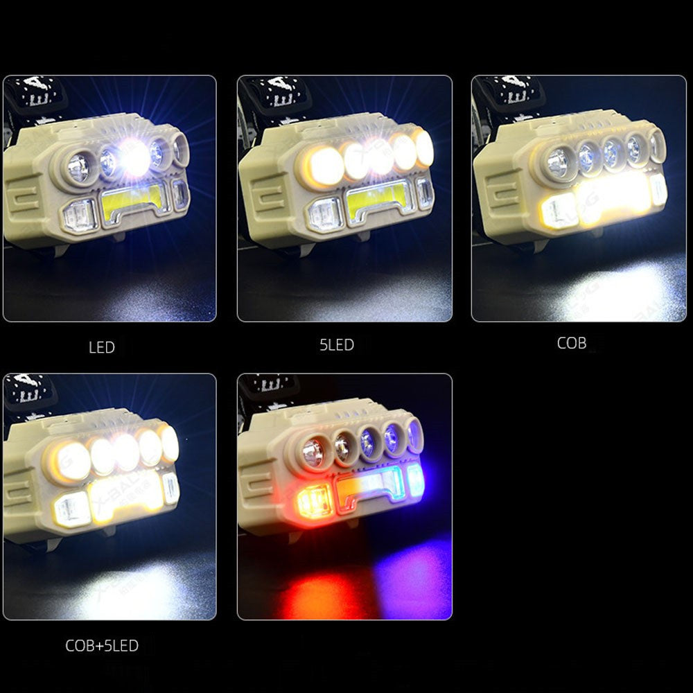 Налобний ліхтар акумуляторний COB + 5LED, сенсорне ввімкнення, HX 817, Білий / Світлодіодний ліхтарик на голову