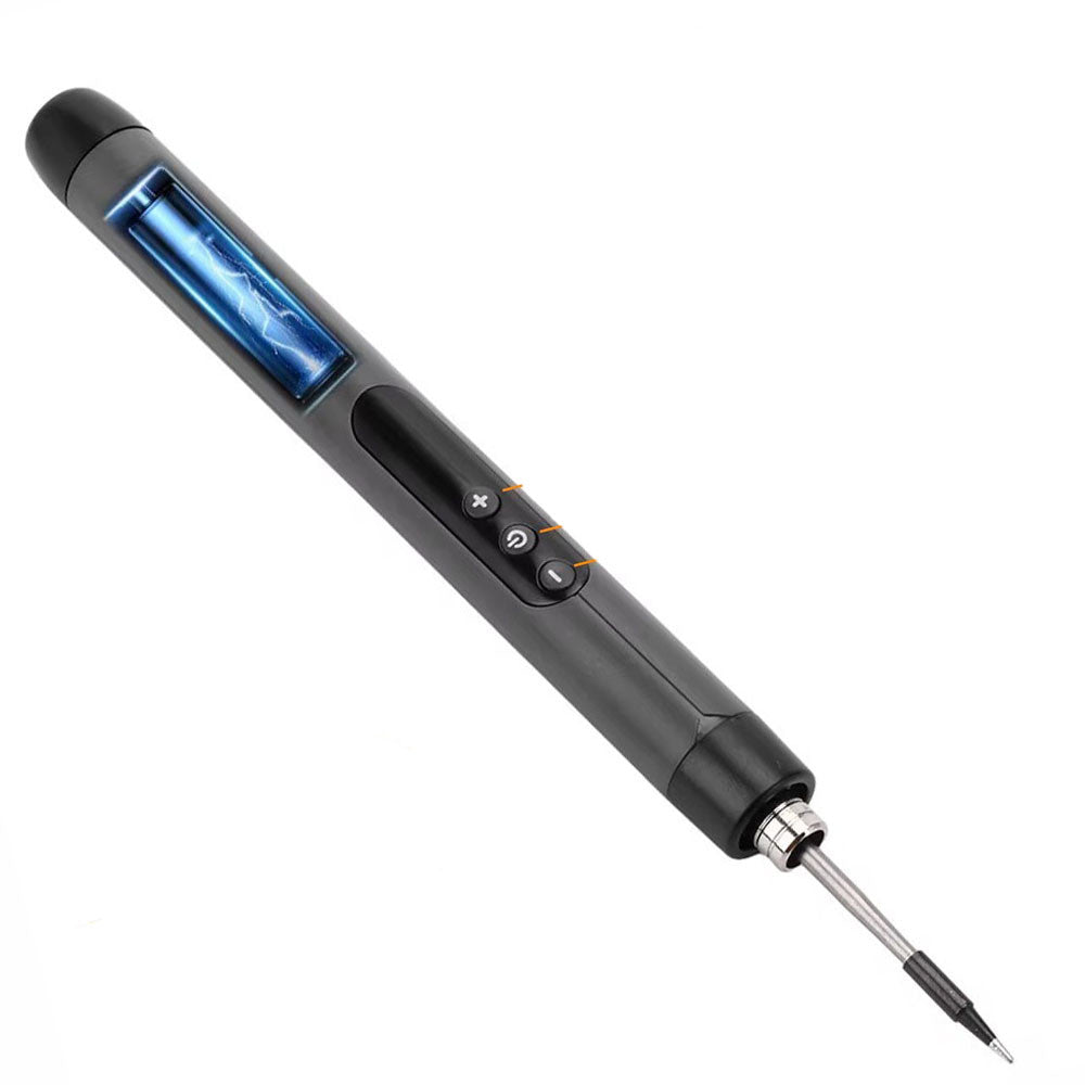 Акумуляторний паяльник з дисплеєм від USB + 3 жала та кейс, C200S G, Чорний / Бездротовий паяльник для мікросхем
