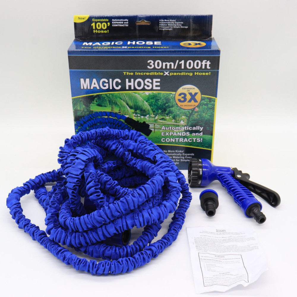 Шланг для поливу 30м з розпилювачем, Magic Hose, Синій / Шланг садовий, що розтягується / Поливочний шланг