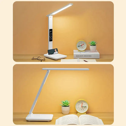 Настільна лампа з одним плафоном, 7Вт, від USB / Світлодіодна акумуляторна лампа з термометром та годинником