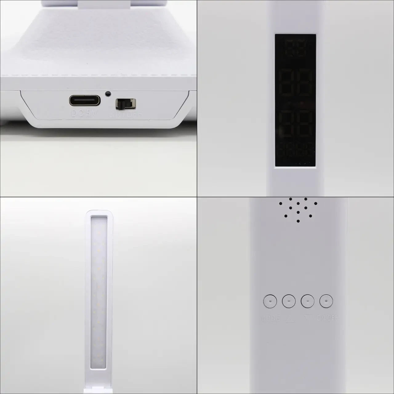 Настільна лампа з одним плафоном, 7Вт, від USB / Світлодіодна акумуляторна лампа з термометром та годинником