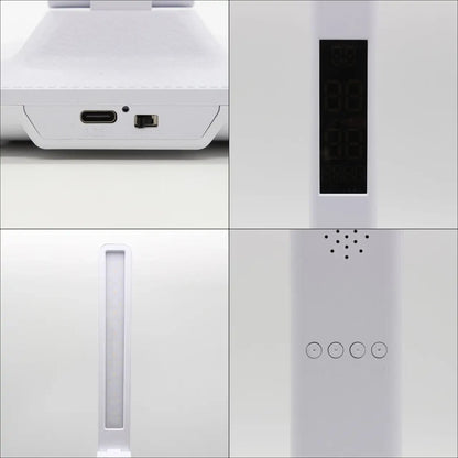 Настільна лампа з одним плафоном, 7Вт, від USB / Світлодіодна акумуляторна лампа з термометром та годинником