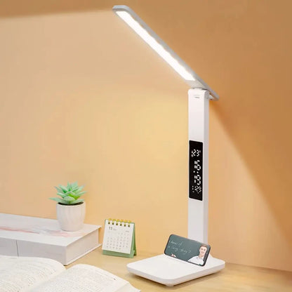 Настільна лампа з одним плафоном, 7Вт, від USB / Світлодіодна акумуляторна лампа з термометром та годинником