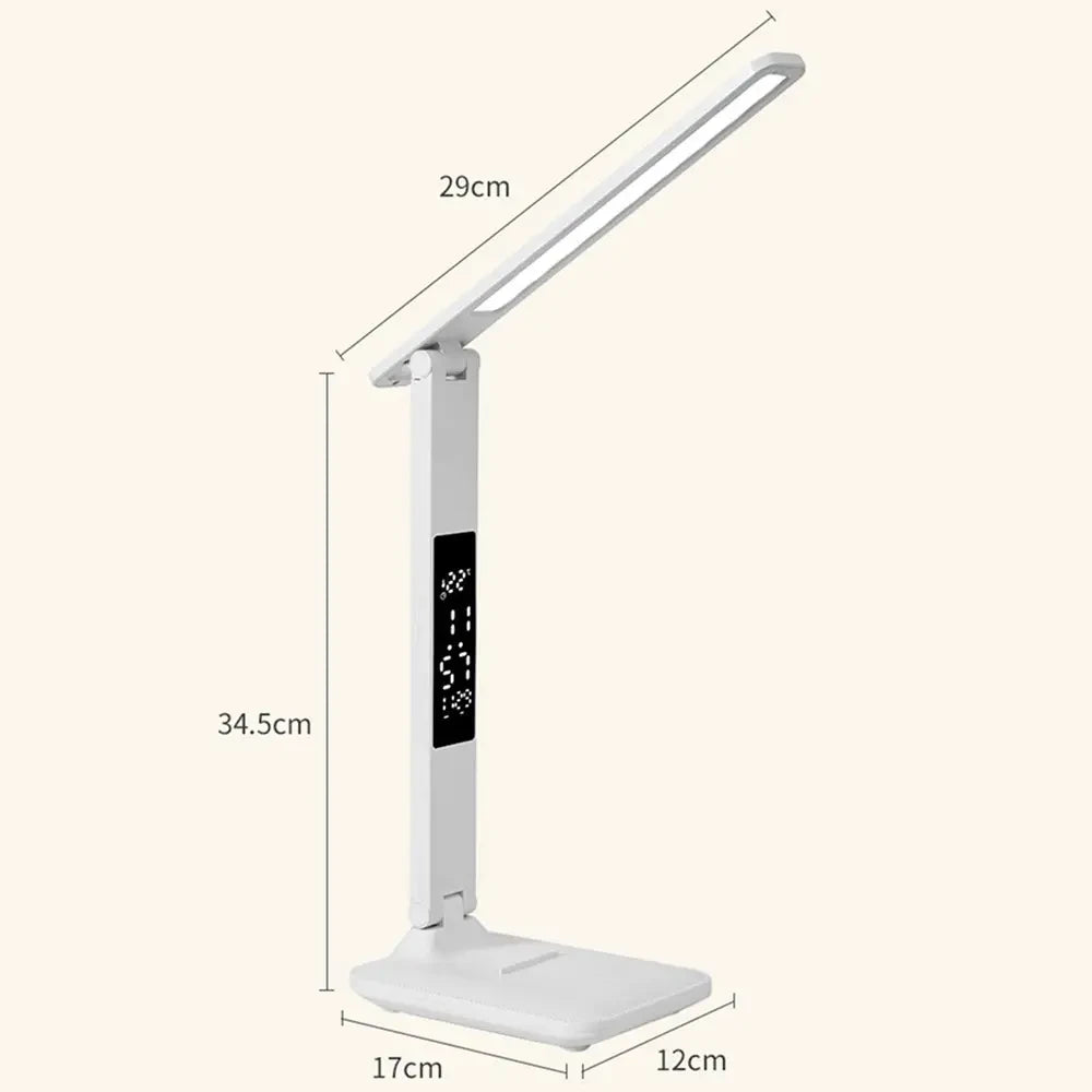 Настільна лампа з одним плафоном, 7Вт, від USB / Світлодіодна акумуляторна лампа з термометром та годинником