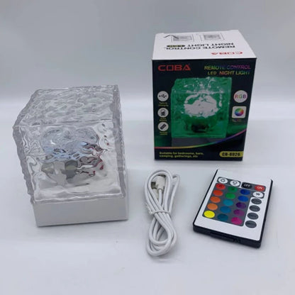 Нічник проектор КУБ з ефектом хвилі, 16 кольорів, USB, CB8026, Білий / Світильник нічник / Настільна лампа проектор