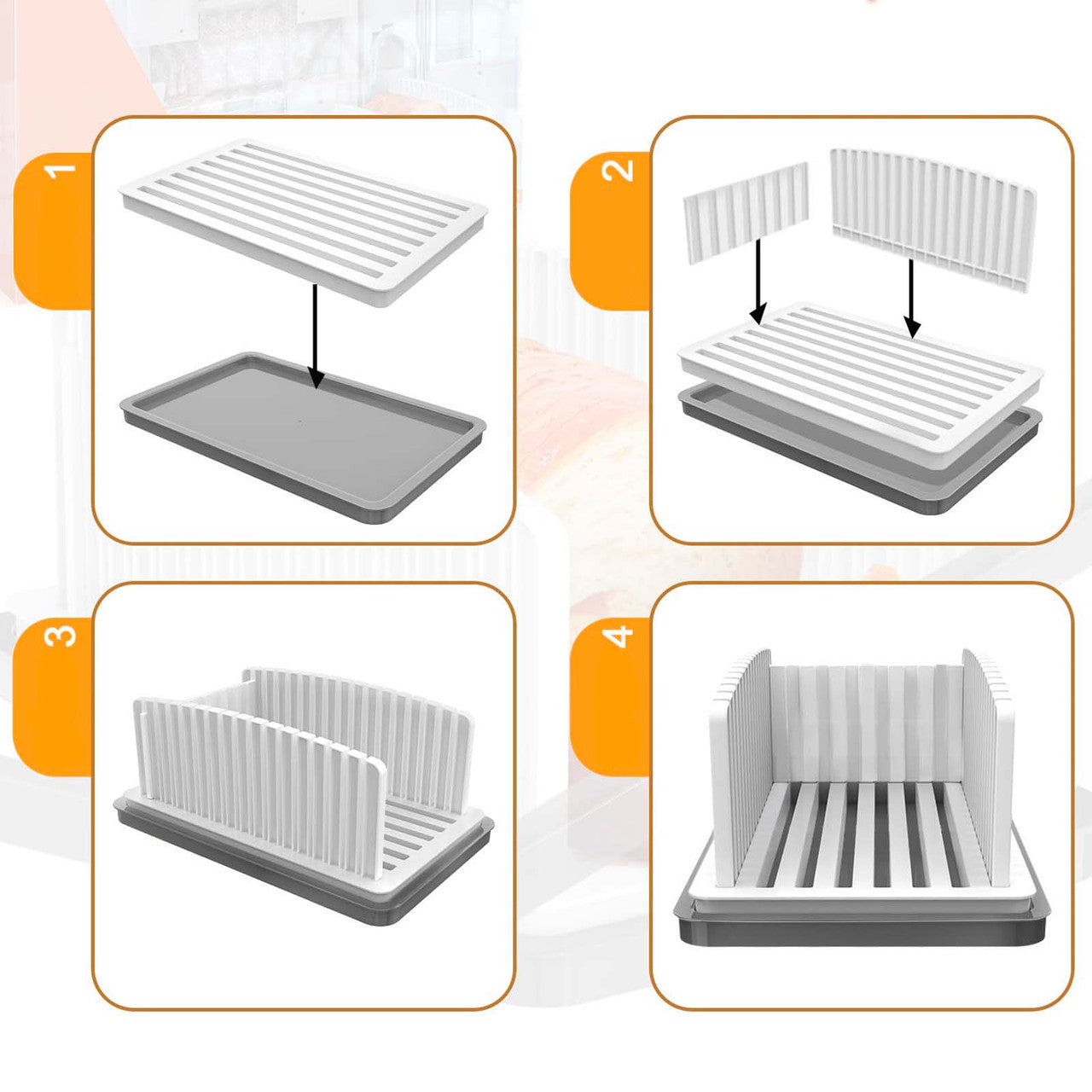 Ручна хліборізка з піддоном (34,5×17×14,5см), Біла / Хліборізка настільна / Хліборізка для дому