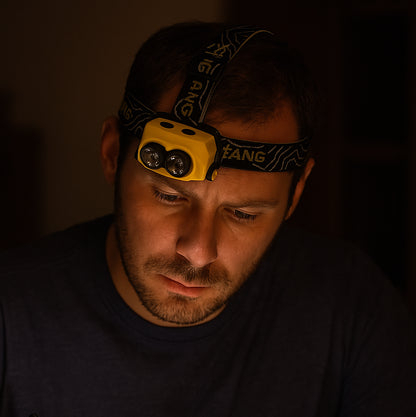 Ліхтар налобний з 2 світлодіодами LED + COB, C09, Жовтий / Акумуляторний ліхтарик налобний / Світлодіодний ліхтар на лоб