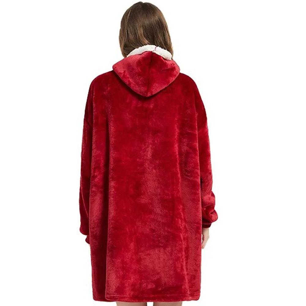 Оверсайз плед-халат з капюшоном 100х80см, Huggle Hoodie, Бордовий / Толстовка худі для дому / Плед з рукавами