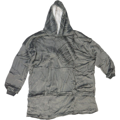 Оверсайз плед-халат з капюшоном 100х80см, Huggle Hoodie, Сірий / Толстовка худі для дому / Плед з рукавами