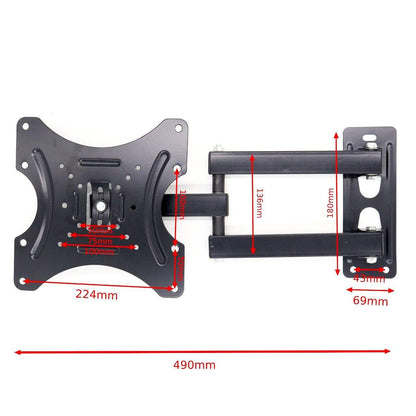 Кронштейн для телевізора 14"-55", 50 кг HDL-117-B-2 / Настінне поворотне кріплення для ТВ