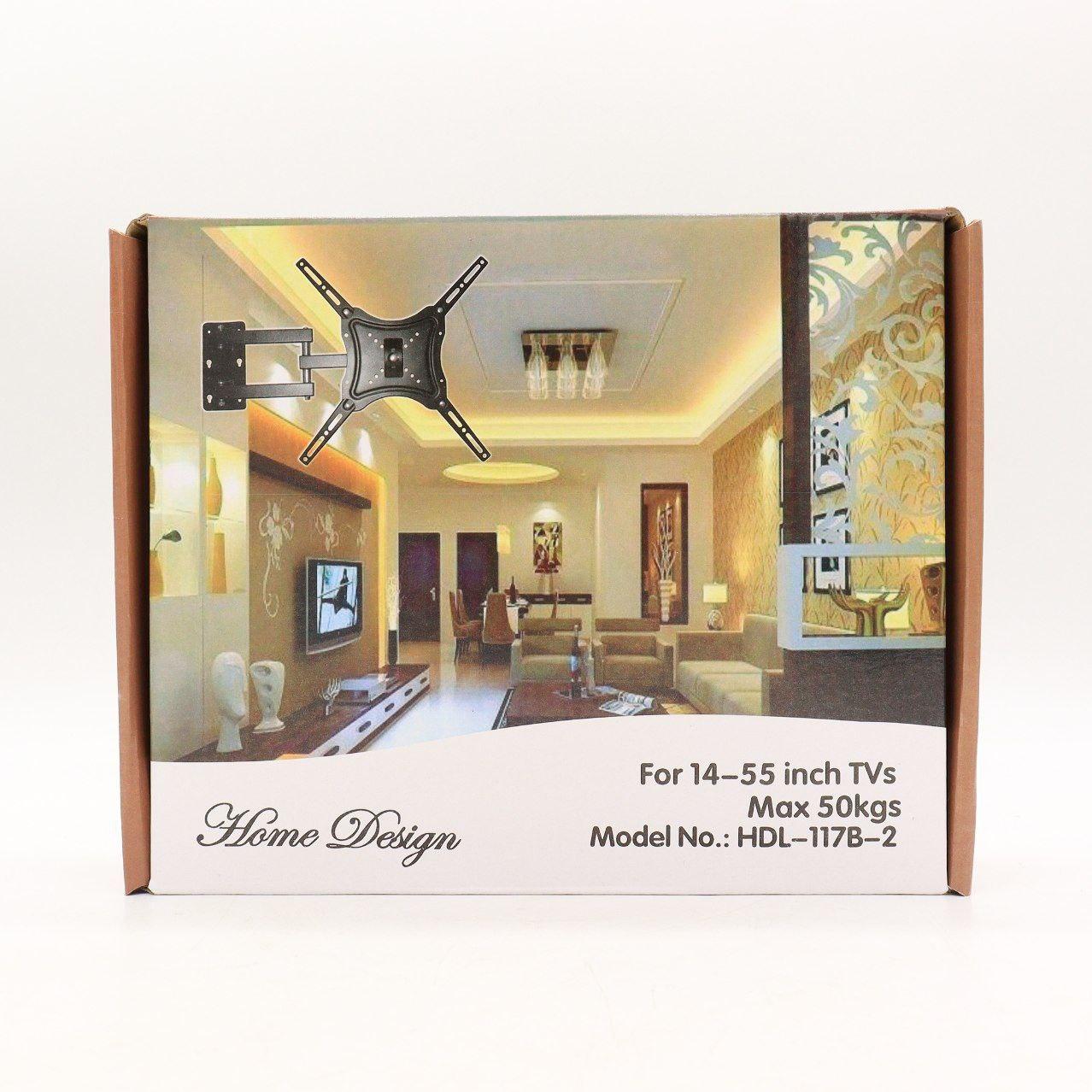 Кронштейн для телевізора 14"-55", 50 кг HDL-117-B-2 / Настінне поворотне кріплення для ТВ