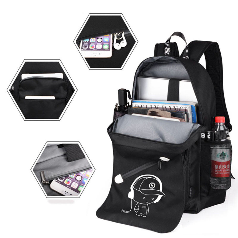 Шкільний рюкзак підлітковий з USB (46х30х15 см) / Великий молодіжний рюкзак світловідбивний