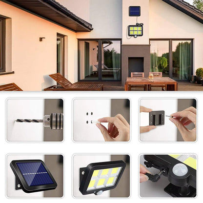 Вуличний ліхтар на сонячній батареї BL BK128-6COB + пульт / Світлодіодний світильник з датчиком руху / Прожектор