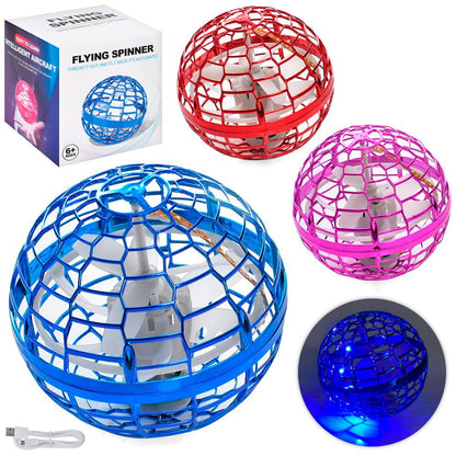 Куля літаюча FLYING SPINNER, Синій / Бумеранг спінер USB, що світиться, з LED підсвічуванням