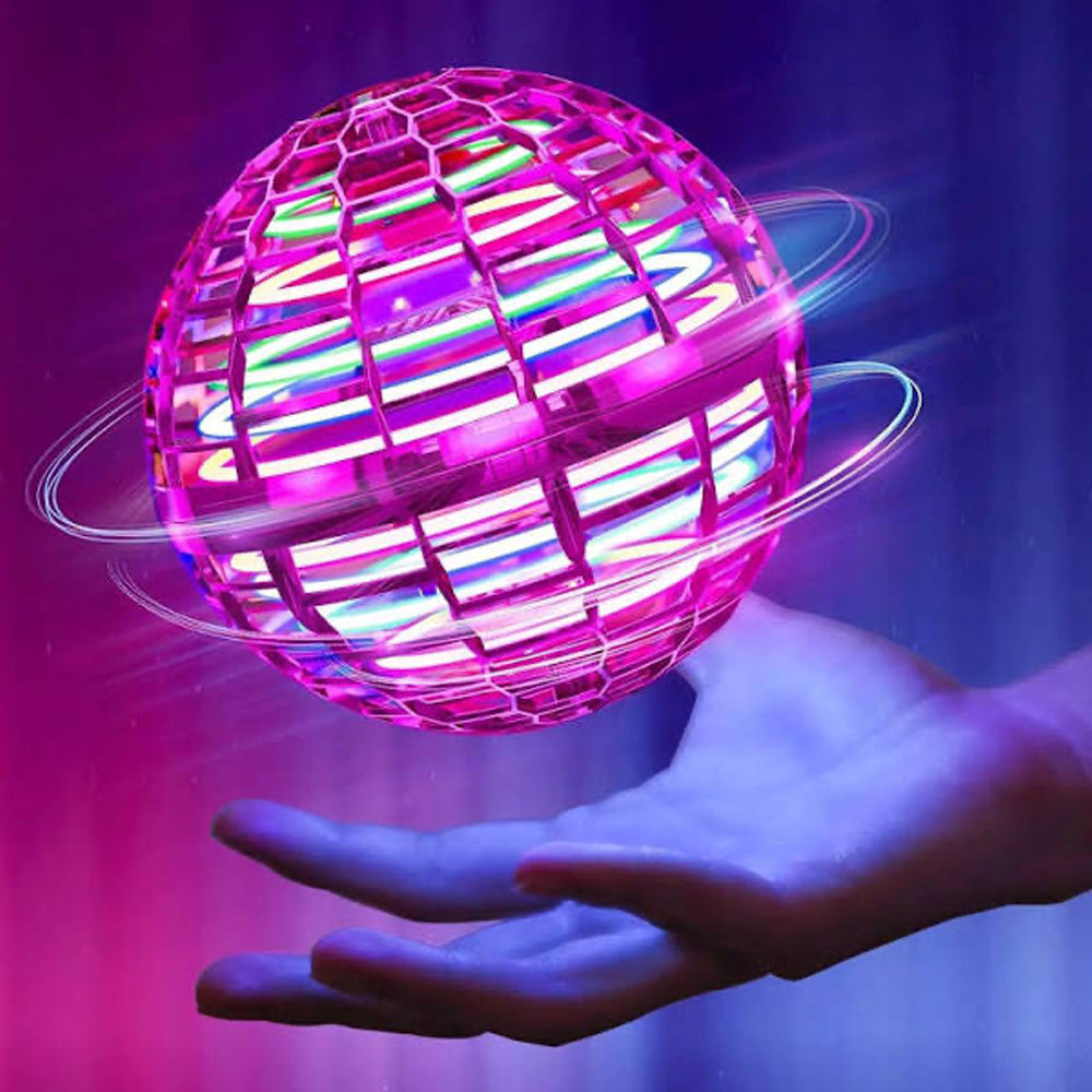 Куля літаюча FLYING SPINNER, Рожева / Сяючий бумеранг спіннер USB з LED підсвічуванням